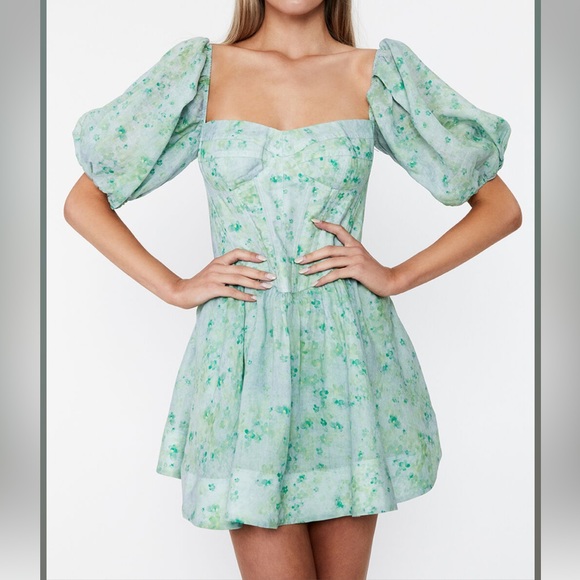 Bardot Kiah Corset Mini Dress in Green Floral - Picture 3 of 8